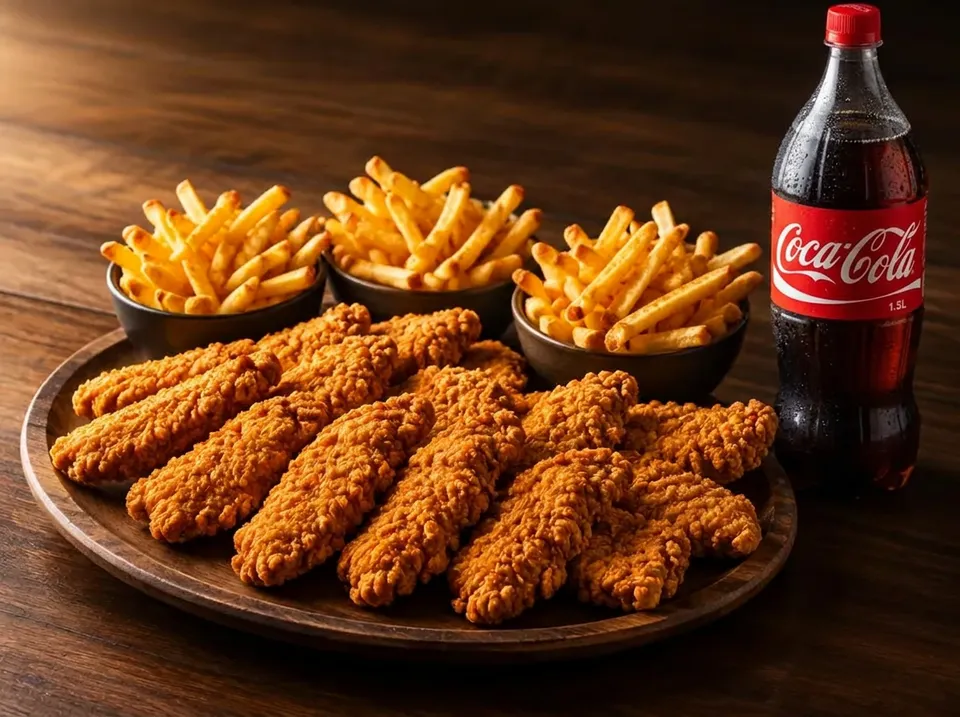 Trio AU ST EX avec tenders, frites et bouteille